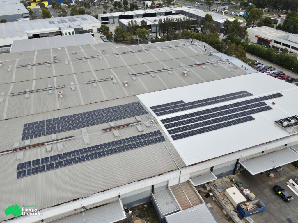 200kW solar panels installed on factory roof in Melbourne by SolarVista